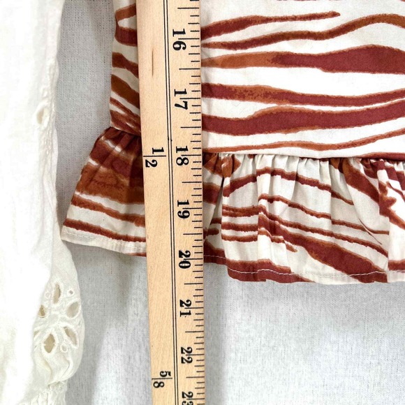 LOVE THE LABEL Shirt Womens S Cotton Puff Sleeve Top Zebra Eyelet ANTHROPOLOGIE - Picture 15 of 16